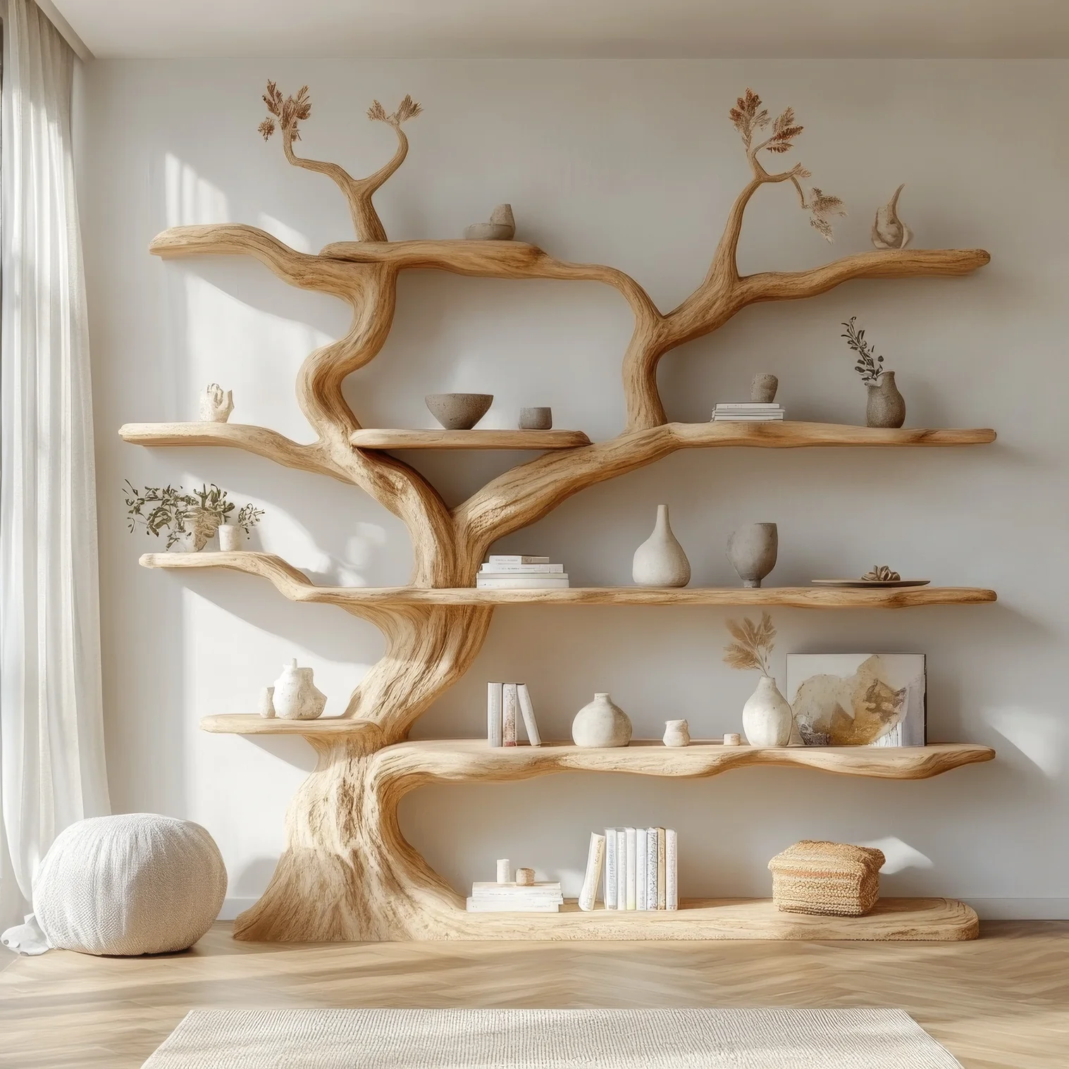 Wooden Elarwood Tree Bookshelf
