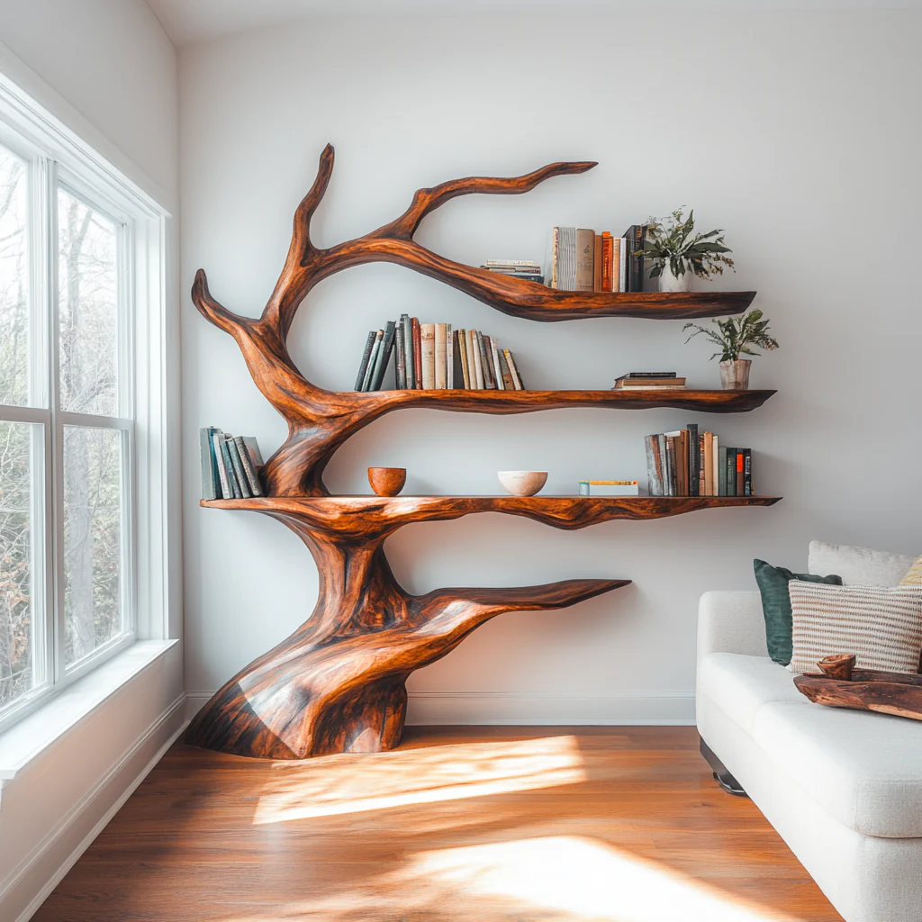 Wooden Noctaryn Flow Tree Bookshelf
