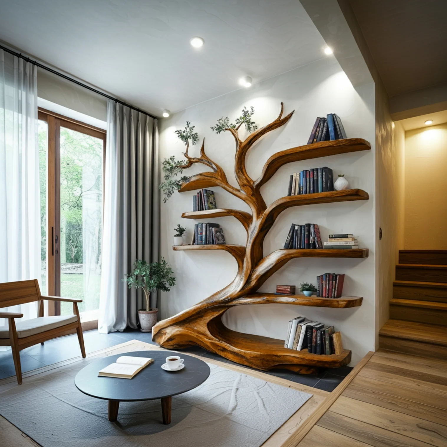 Wooden Sylvara Flow Tree Bookshelf