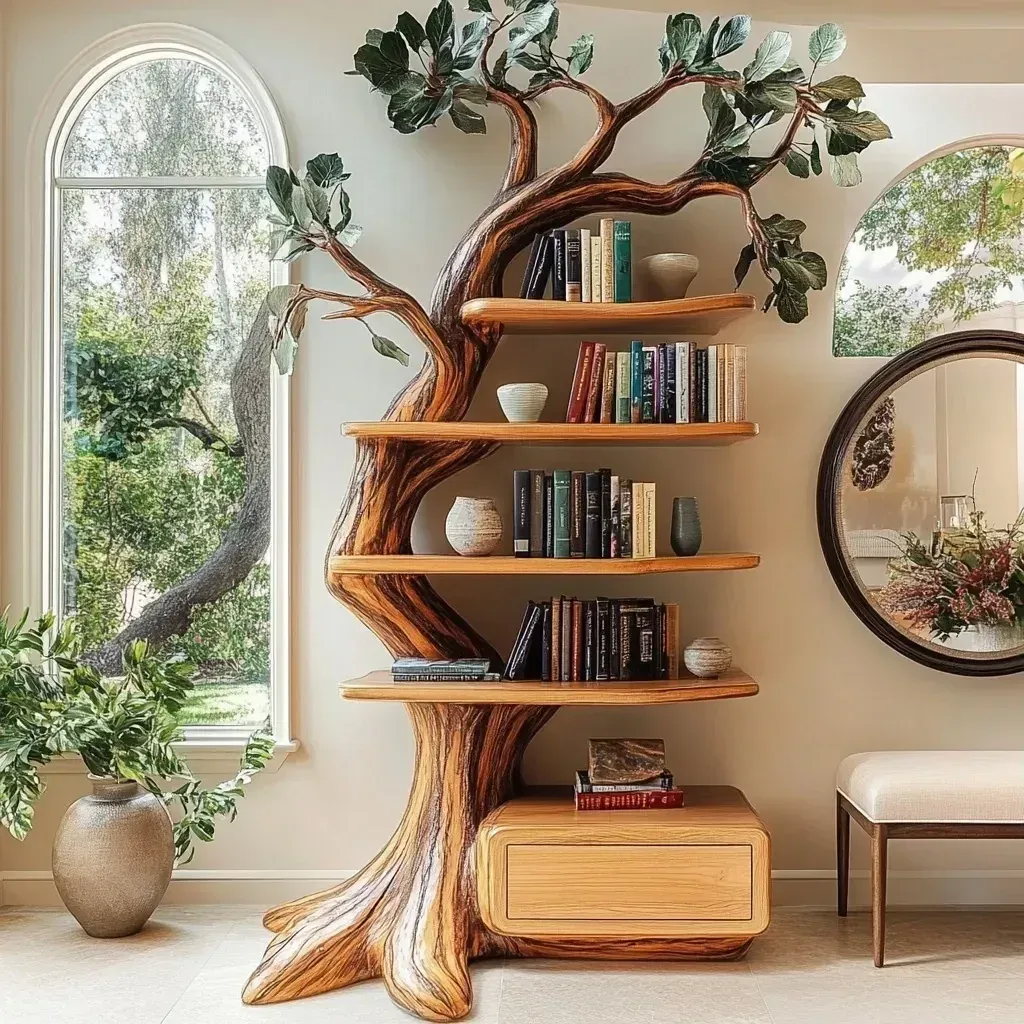 Wooden Eldrasyl Tree Bookshelf