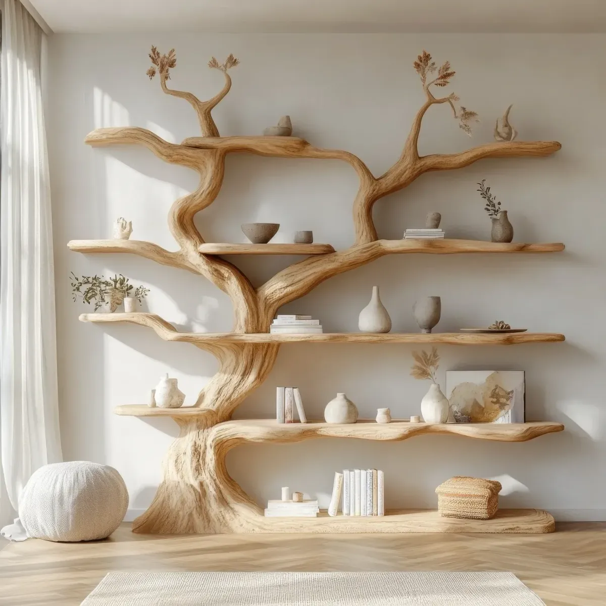 Wooden Elarwood Tree Bookshelf