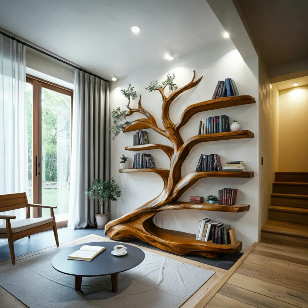 Wooden Sylvara Flow Tree Bookshelf
