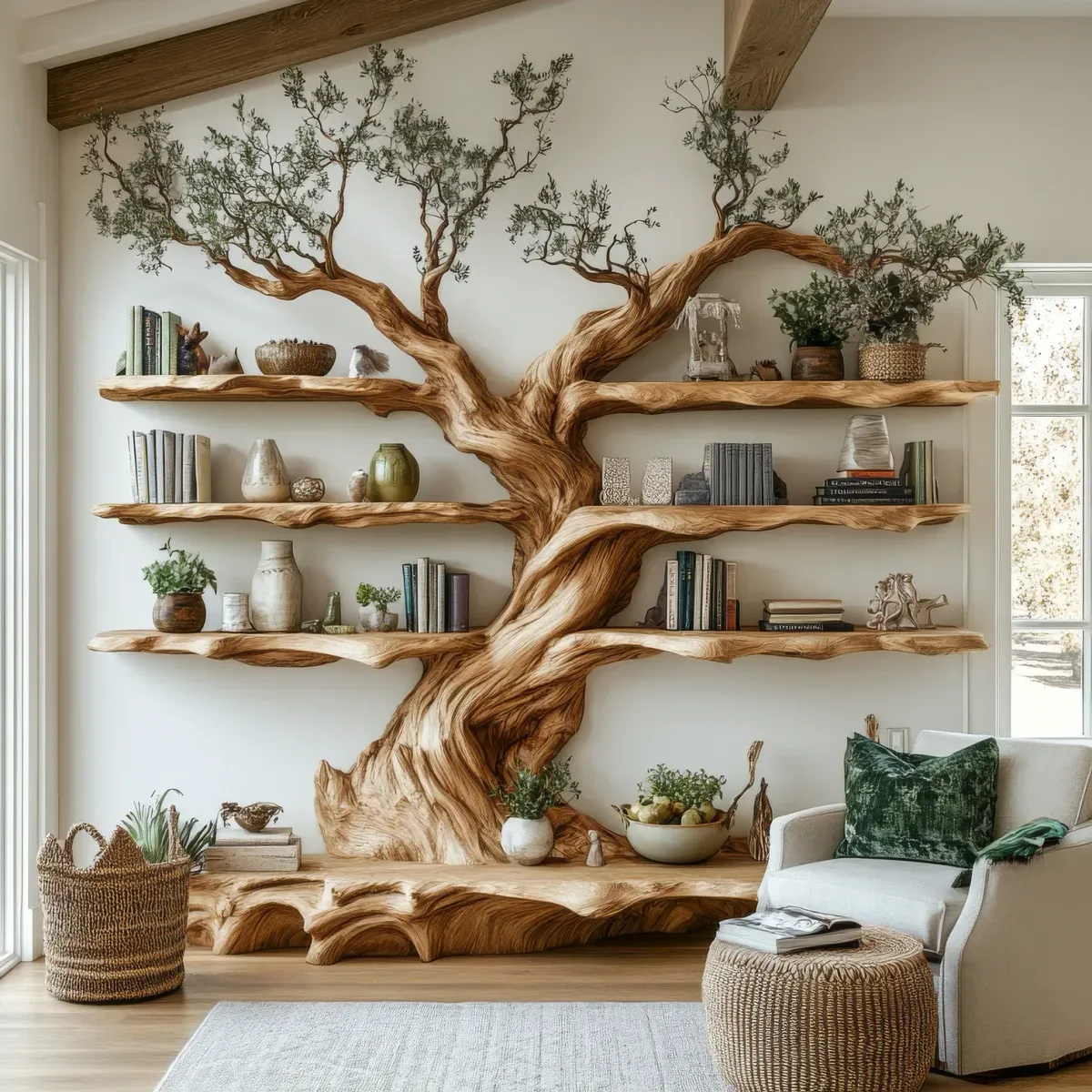 Wooden Arborwyn Tree Bookshelf