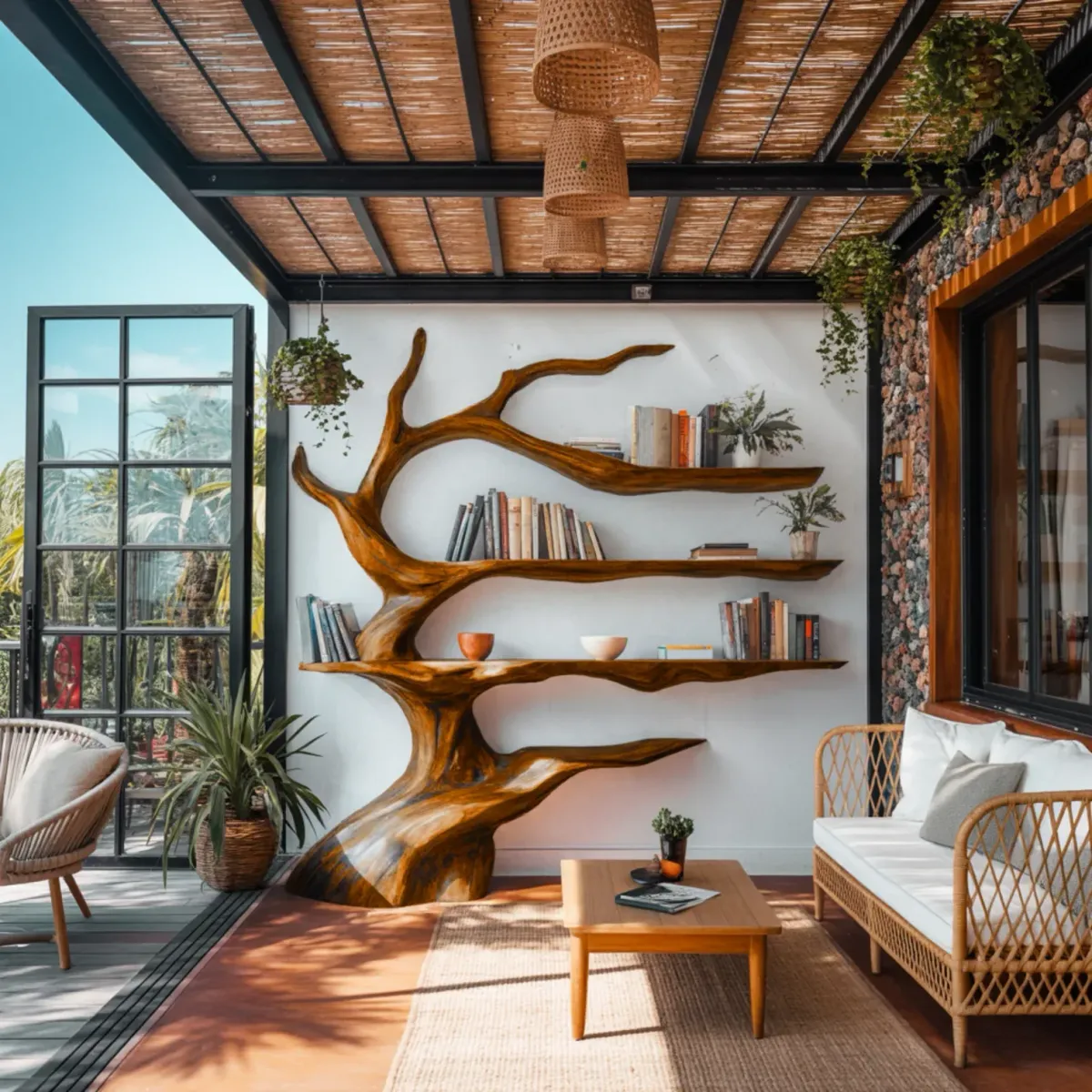 Wooden Noctaryn Flow Tree Bookshelf