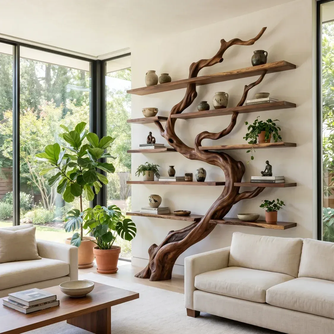 Wooden Arborwyn Sculpted Tree Bookshelf